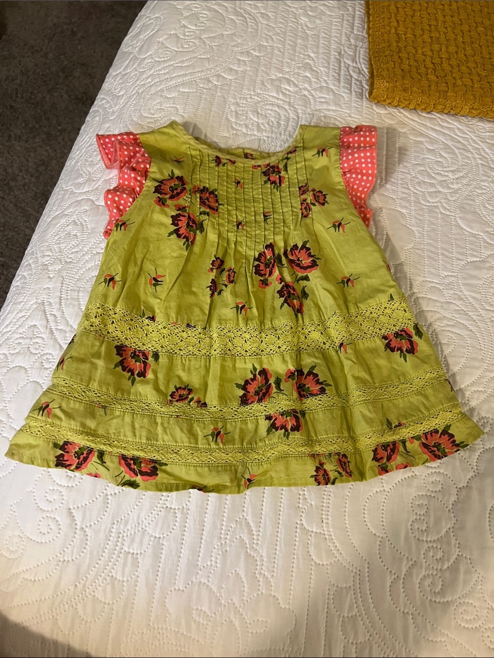 Matilda, Jane Green Floral Girls' dress with Pink Accent Sleeves